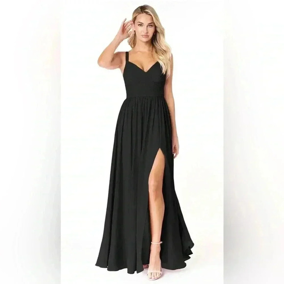 NWT Azazie Black Zuma Dress in Size 6 - Picture 1 of 16